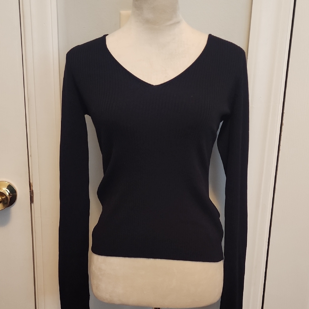 Express Black V-Neck Long Sleeve Sweater